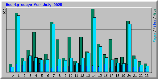 Hourly usage for July 2025